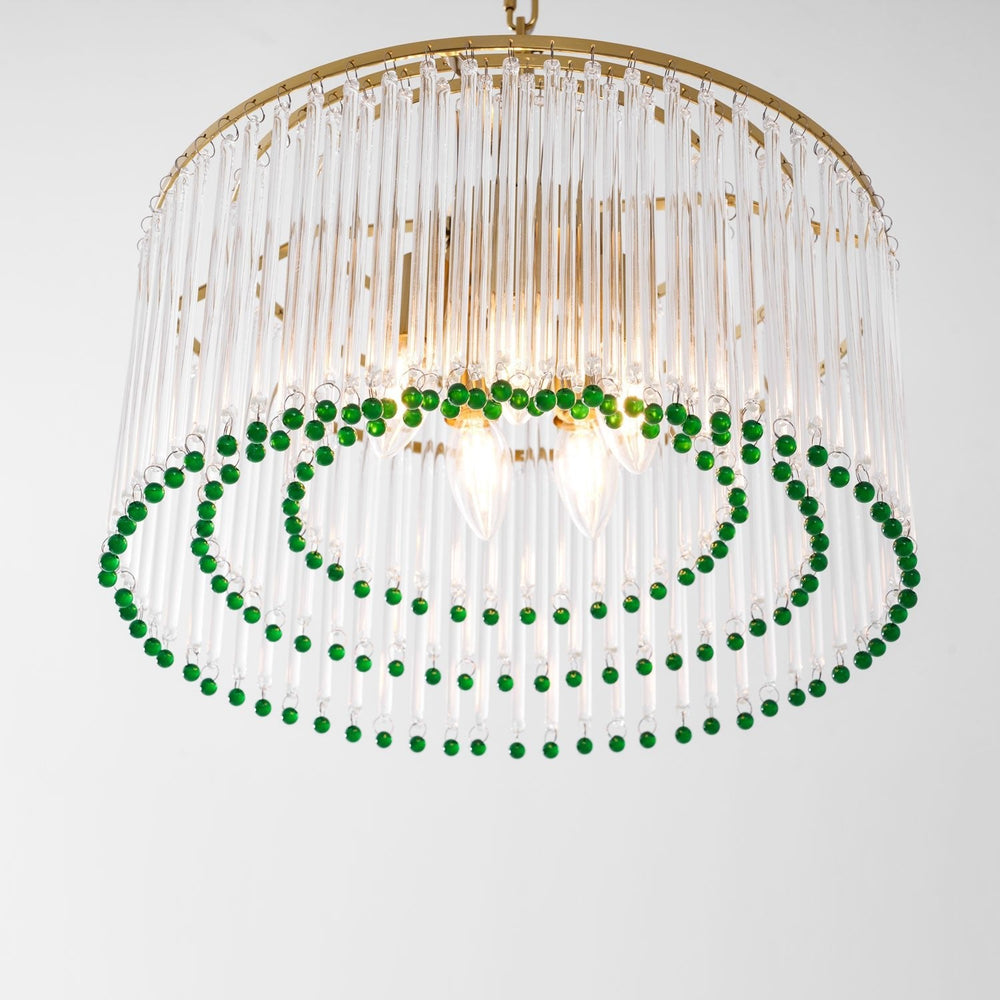 Casandra Two-Tone Glass Chandelier – Gold & Green Statement Piece