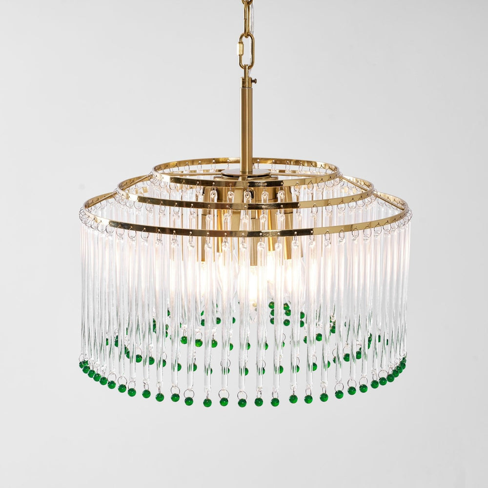 Casandra Two-Tone Glass Chandelier – Gold & Green Statement Piece