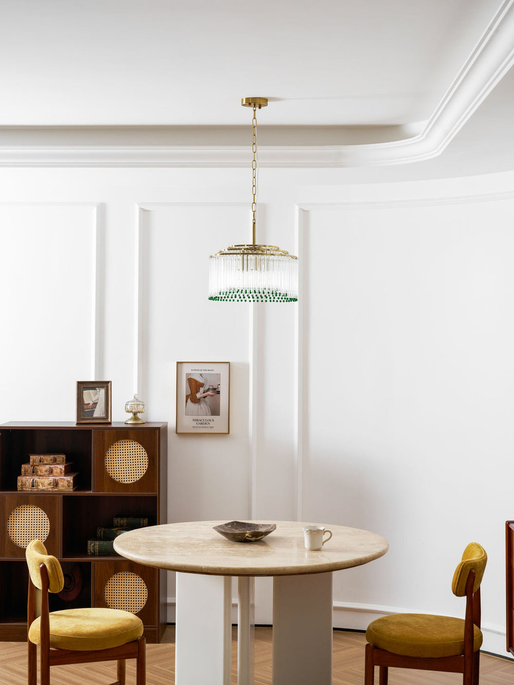Casandra Two-Tone Glass Chandelier – Gold & Green Statement Piece