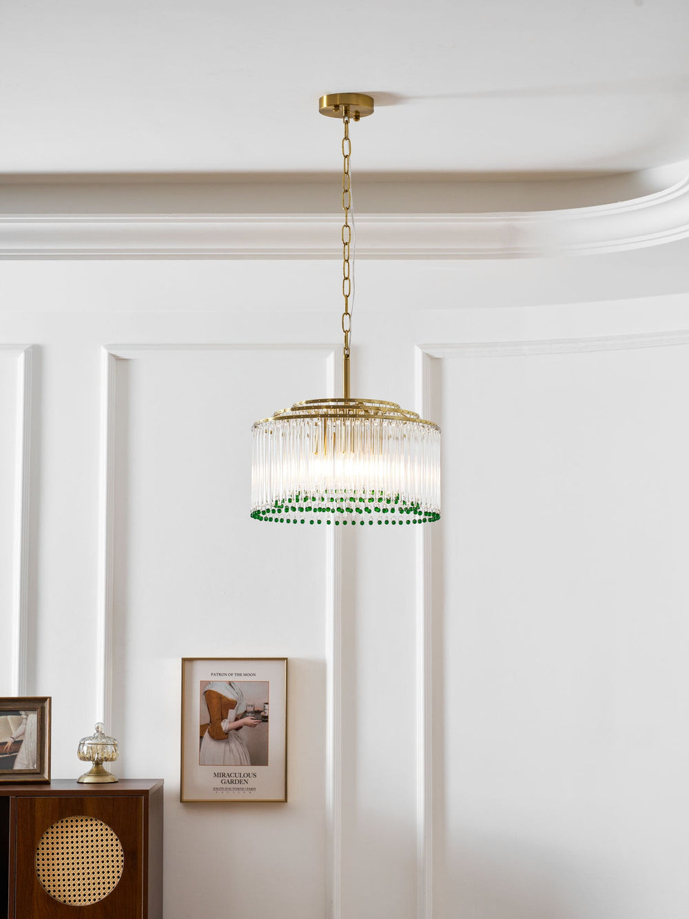Casandra Two-Tone Glass Chandelier – Gold & Green Statement Piece