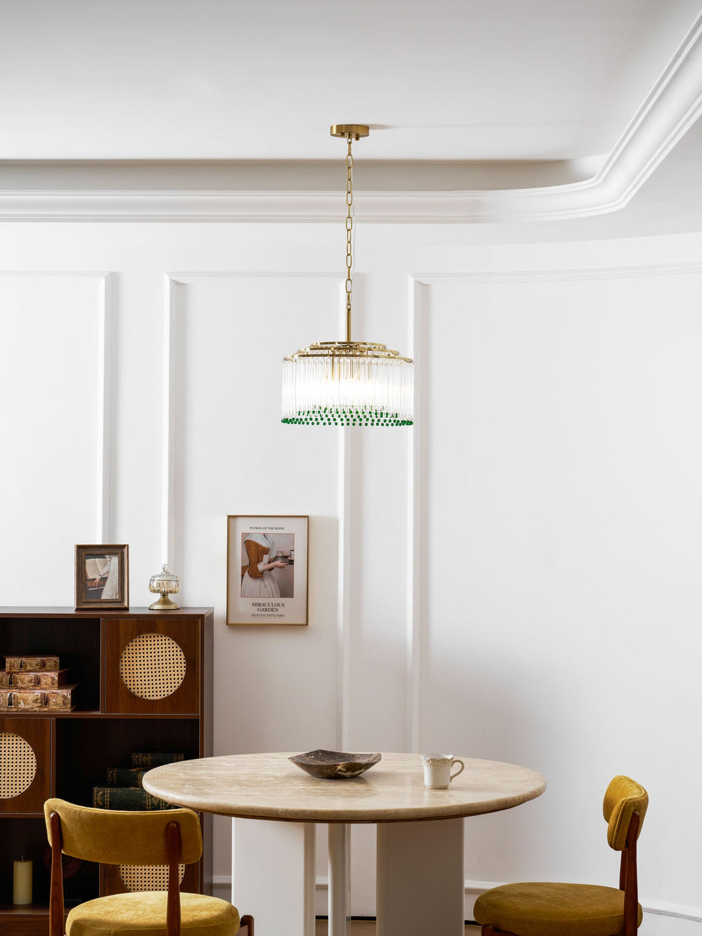 Casandra Two-Tone Glass Chandelier – Gold & Green Statement Piece