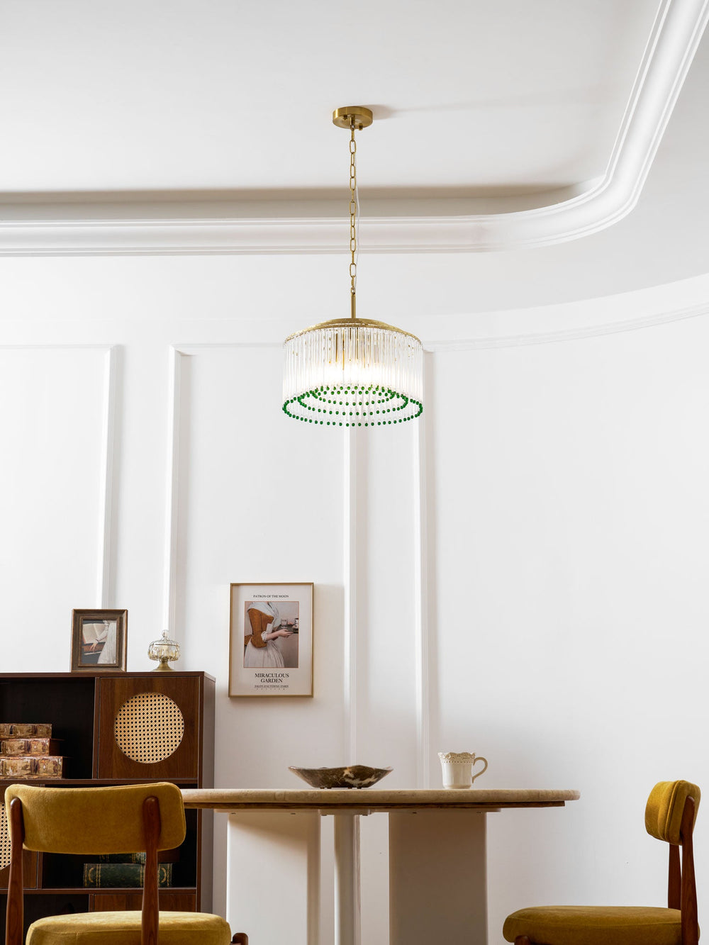 Casandra Two-Tone Glass Chandelier – Gold & Green Statement Piece