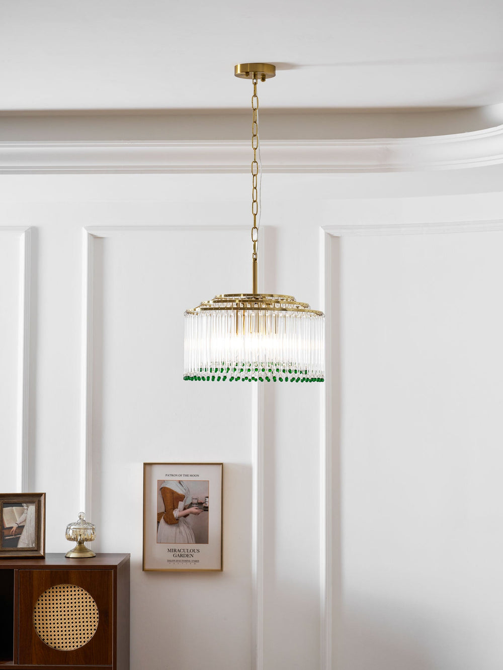 Casandra Two-Tone Glass Chandelier – Gold & Green Statement Piece