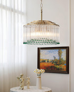 Casandra Two-Tone Glass Chandelier – Gold & Green Statement Piece