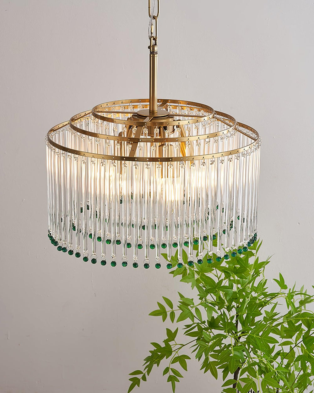 Casandra Two-Tone Glass Chandelier – Gold & Green Statement Piece