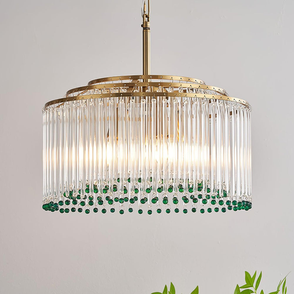 Casandra Two-Tone Glass Chandelier – Gold & Green Statement Piece