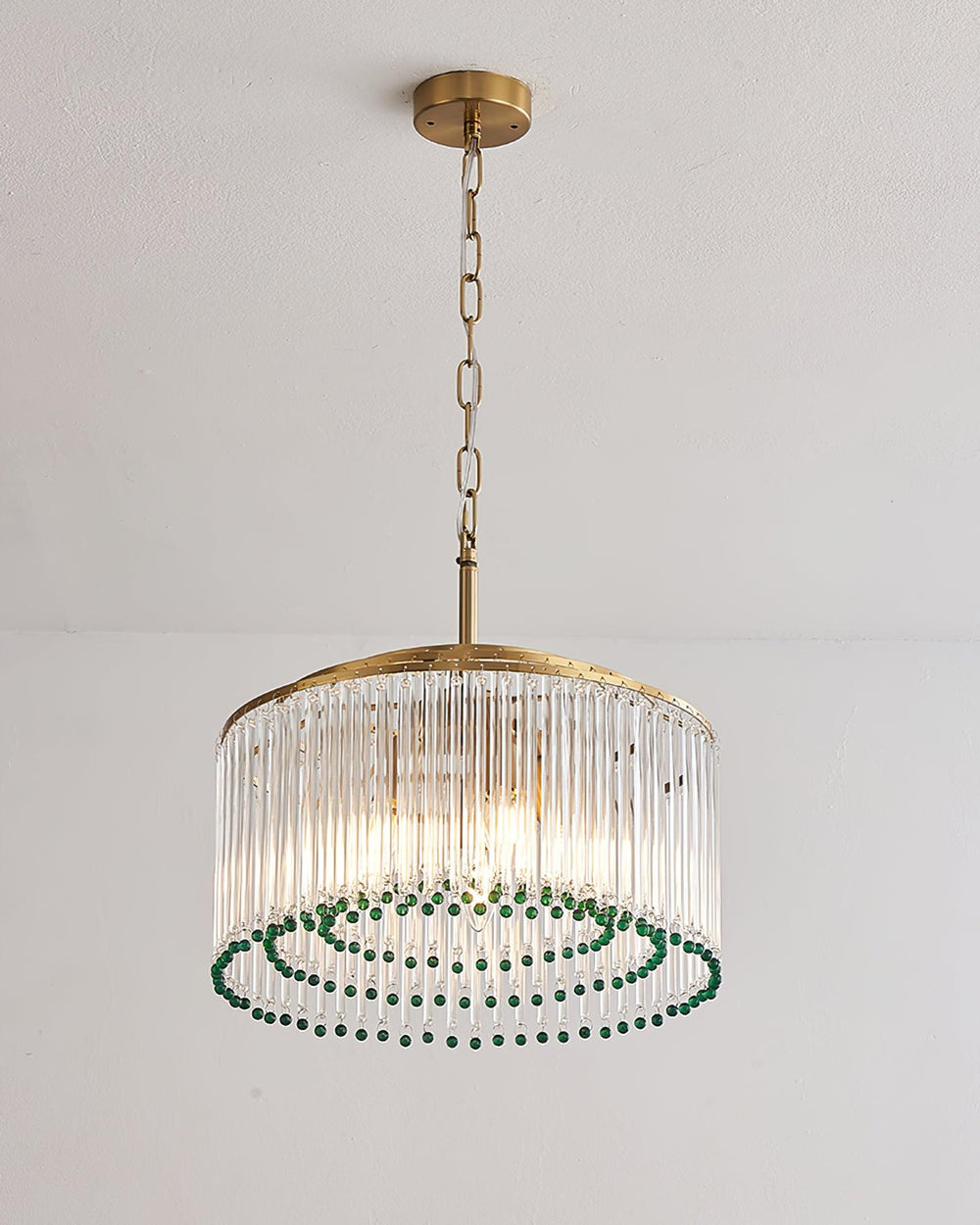 Casandra Two-Tone Glass Chandelier – Gold & Green Statement Piece