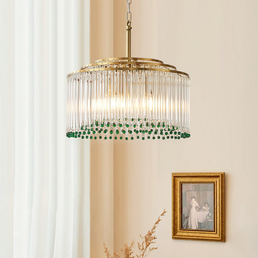 Casandra Two-Tone Glass Chandelier – Gold & Green Statement Piece