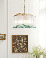 Casandra Two-Tone Glass Chandelier – Gold & Green Statement Piece