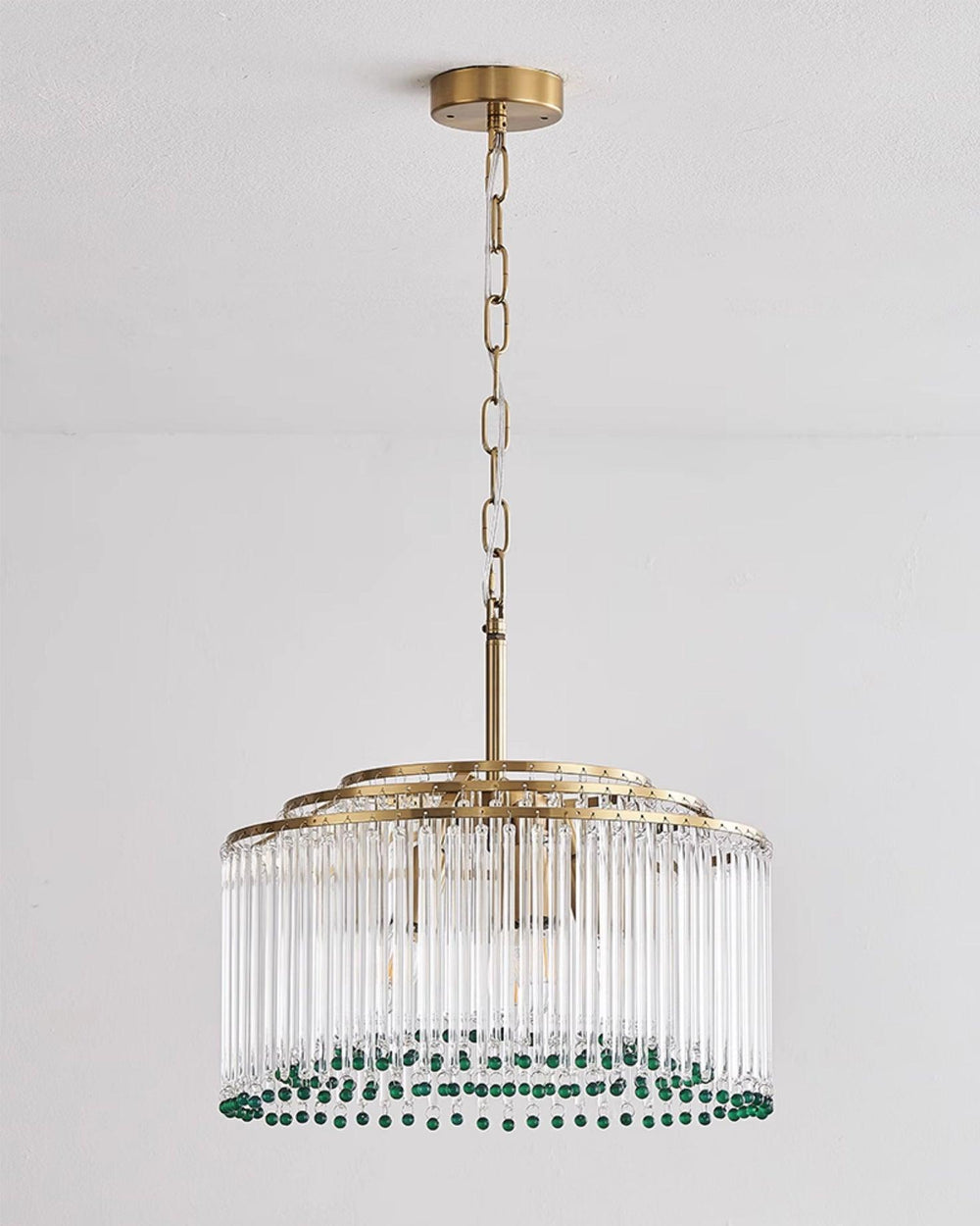 Casandra Two-Tone Glass Chandelier – Gold & Green Statement Piece
