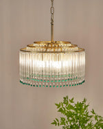Casandra Two-Tone Glass Chandelier – Gold & Green Statement Piece