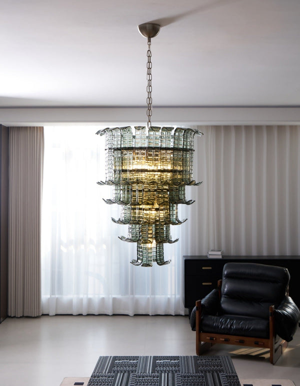 Cascade Glass Green Chandelier