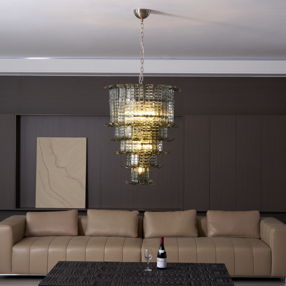 Cascade Glass Green Chandelier