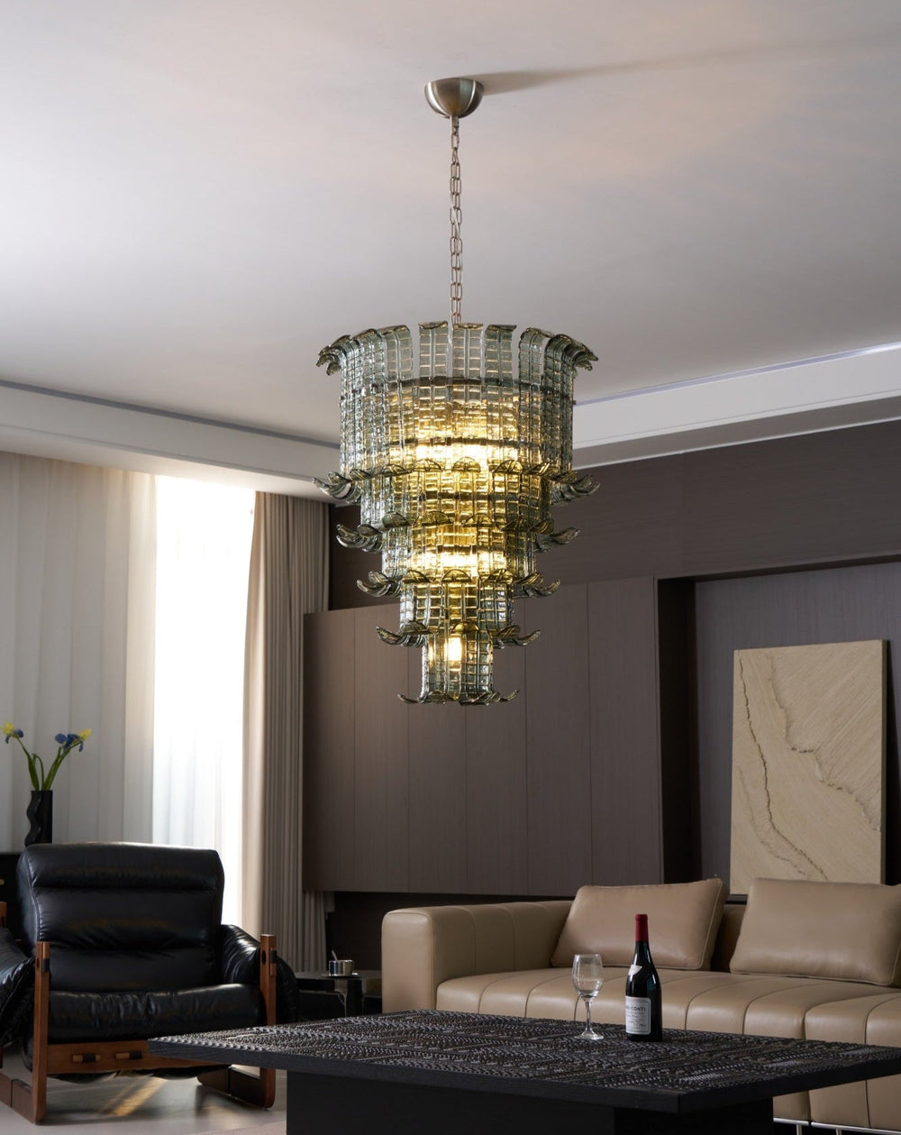 Cascade Glass Green Chandelier