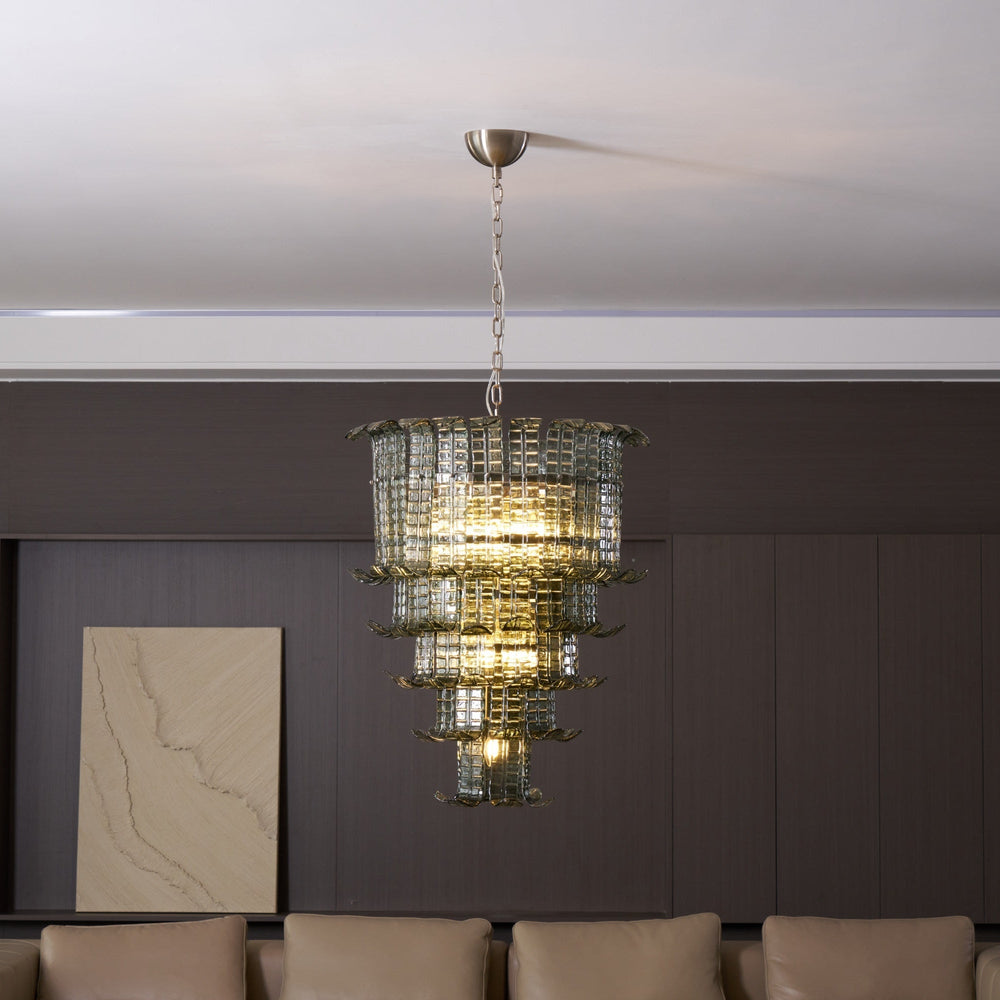 Cascade Glass Green Chandelier