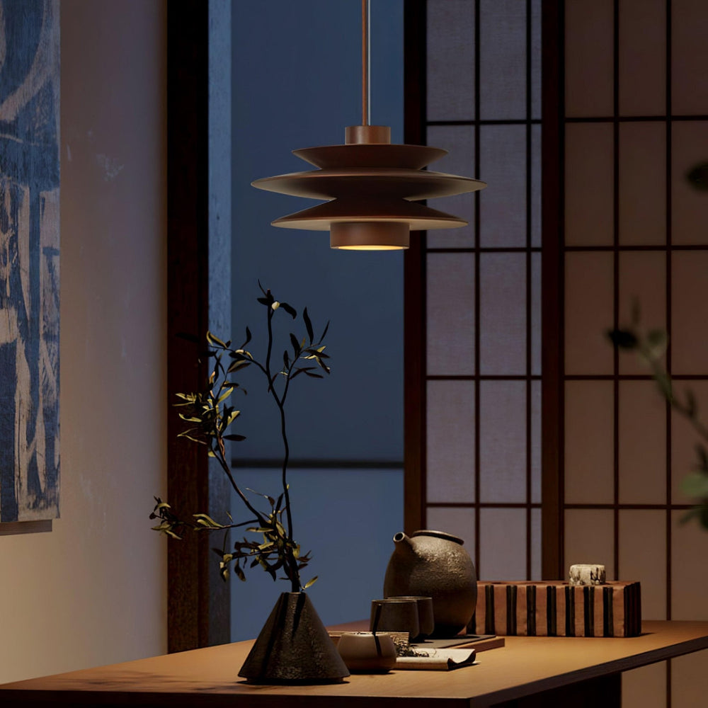 Cascade Wooden Disc Swag Pendant Lamp