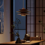 Cascade Wooden Disc Swag Pendant Lamp
