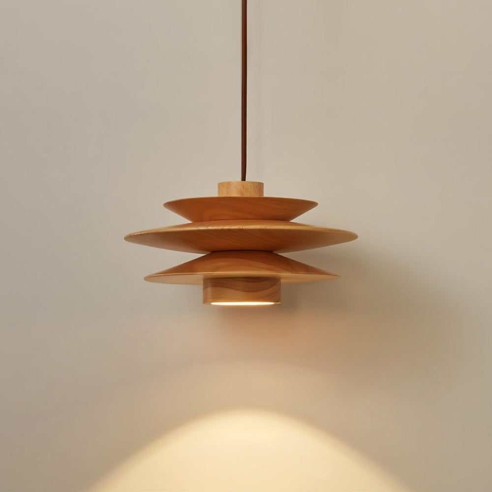 Cascade Wooden Disc Pendant Lamp