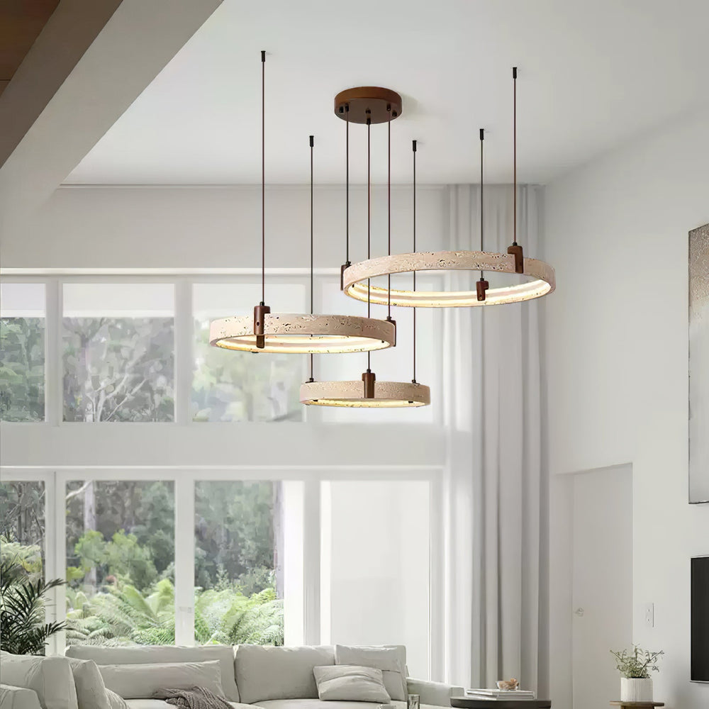Celestial Orbit Travertine Chandelier