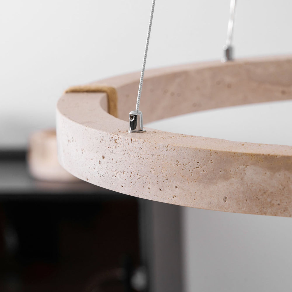 Circle Travertine Pendant Lamp – Minimalist Stone Disc
