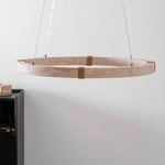 Circle Travertine Pendant Lamp – Minimalist Stone Disc