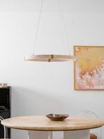 Circle Travertine Pendant Lamp – Minimalist Stone Disc