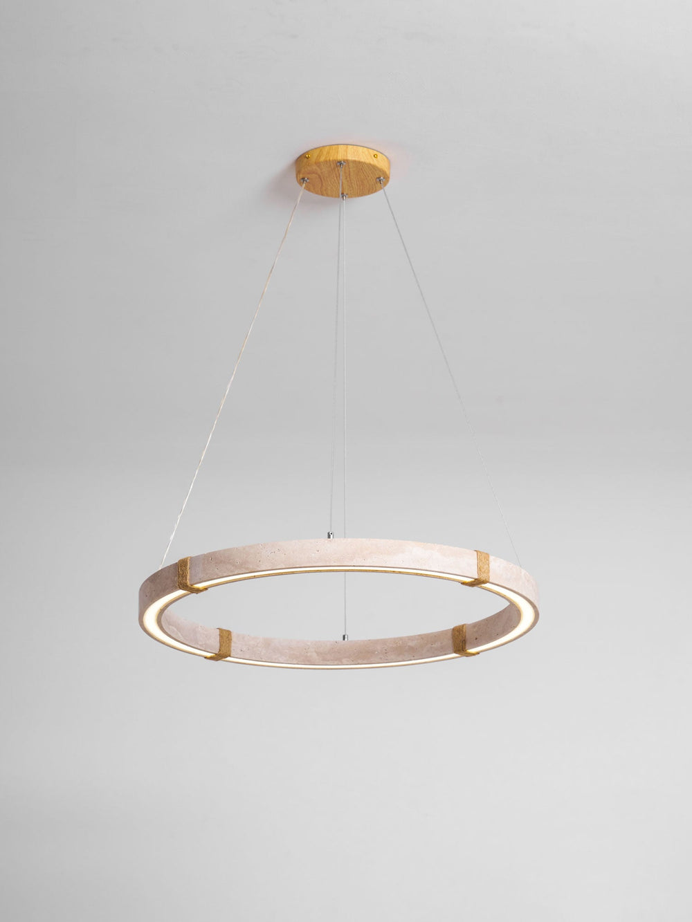 Circle Travertine Pendant Lamp – Minimalist Stone Disc