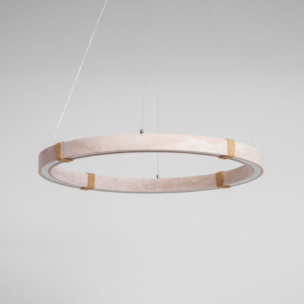 Circle Travertine Pendant Lamp – Minimalist Stone Disc