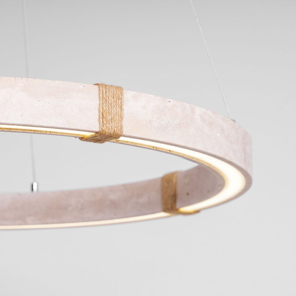 Circle Travertine Pendant Lamp – Minimalist Stone Disc