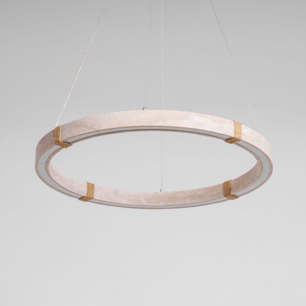 Circle Travertine Pendant Lamp – Minimalist Stone Disc