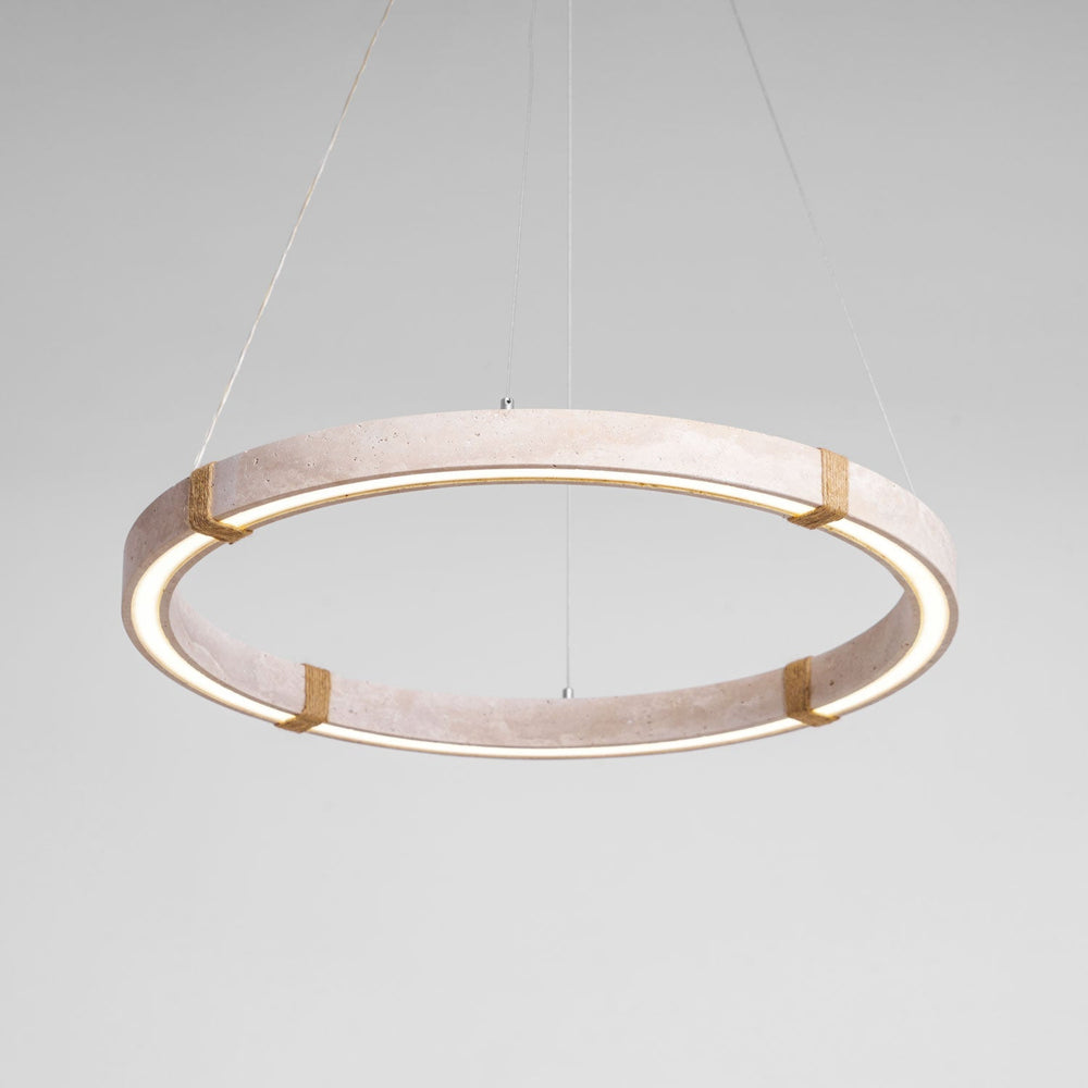 Circle Travertine Pendant Lamp – Minimalist Stone Disc