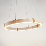 Circle Travertine Pendant Lamp – Minimalist Stone Disc