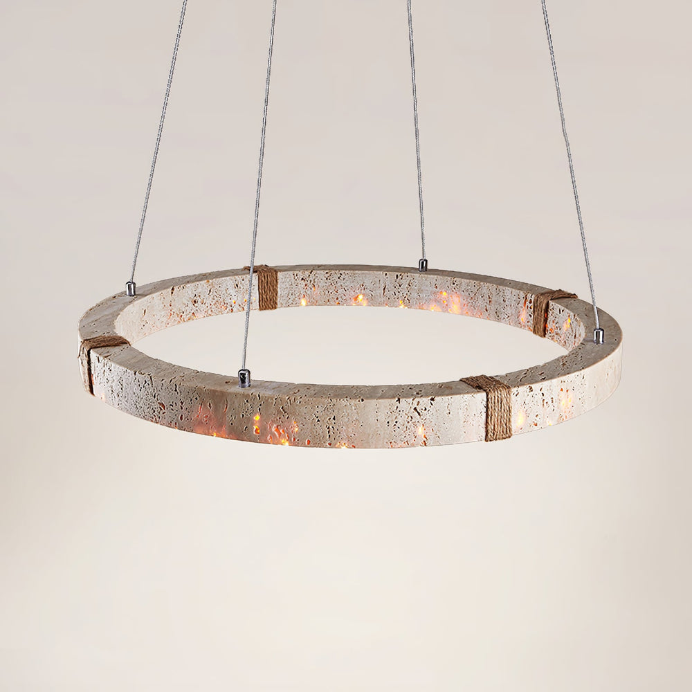 Circle Travertine Pendant Lamp – Minimalist Stone Disc