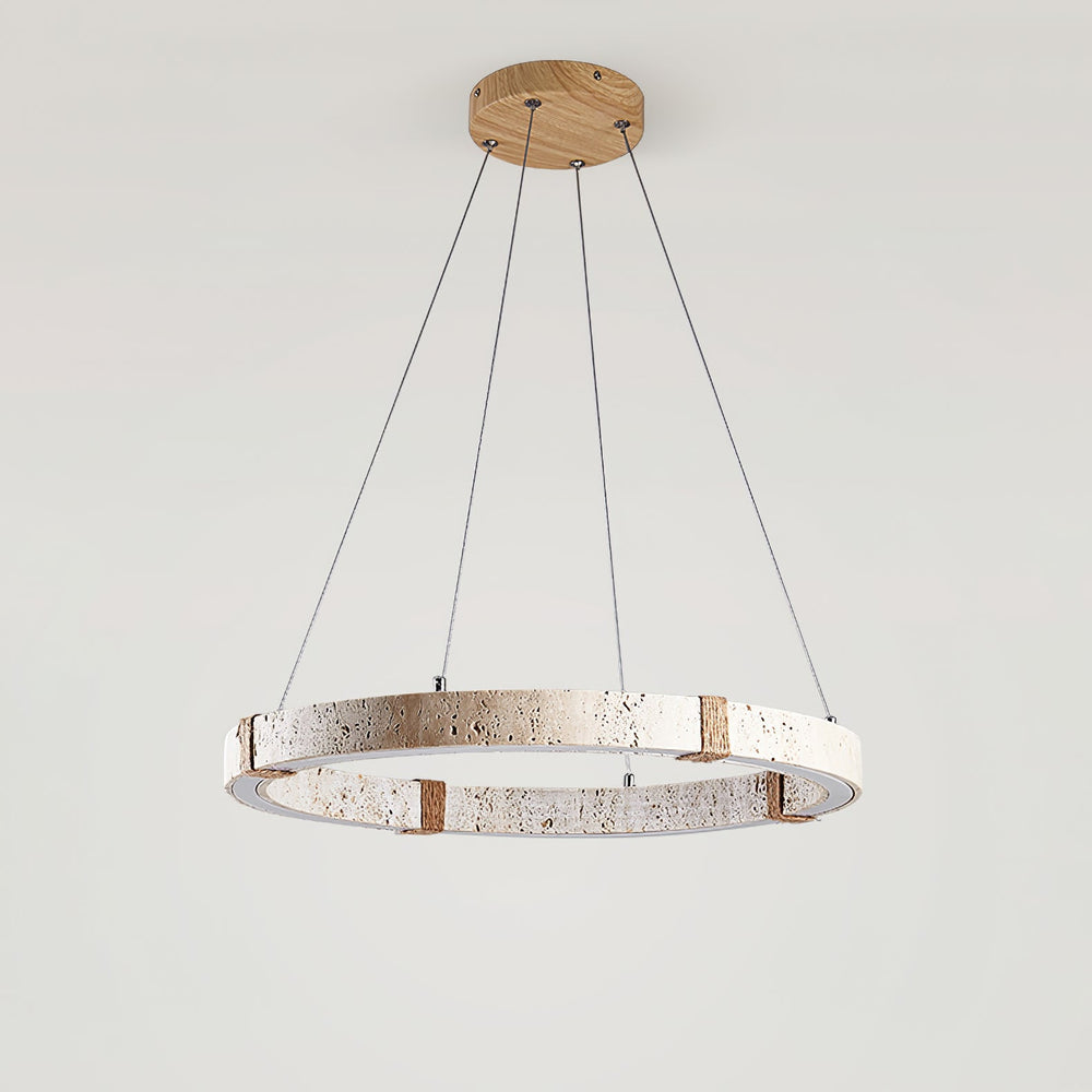 Circle Travertine Pendant Lamp – Minimalist Stone Disc