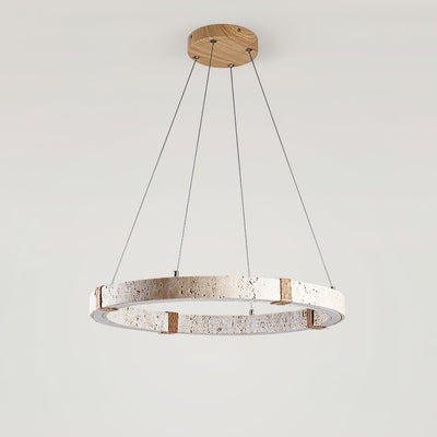 Circle Travertine Pendant Lamp – Minimalist Stone Disc