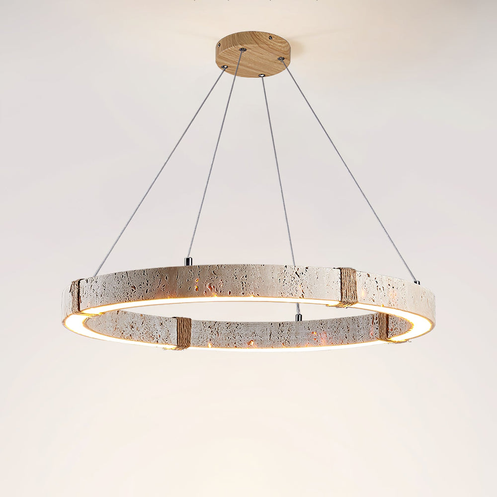 Circle Travertine Pendant Lamp – Minimalist Stone Disc