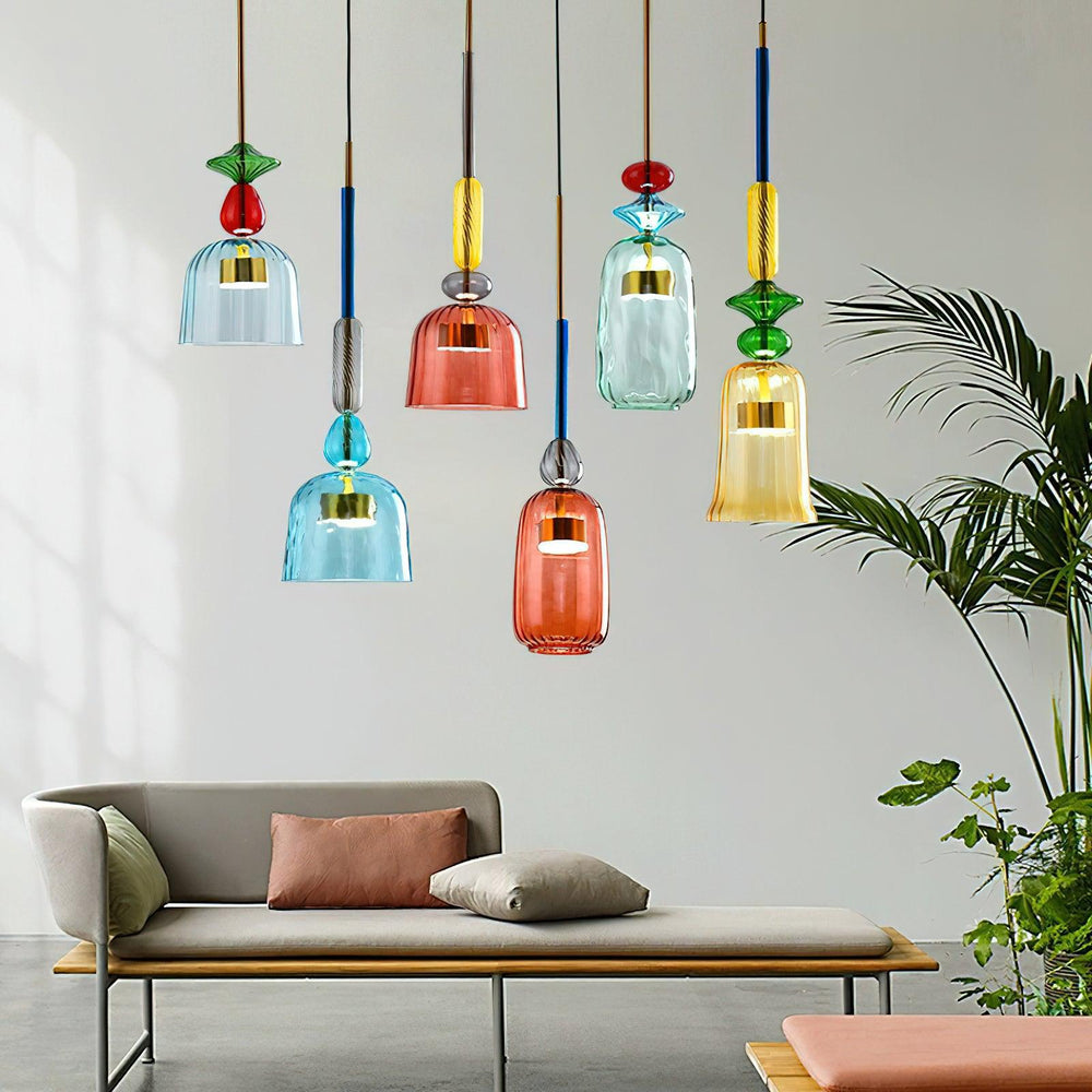 Candy Drop Hand-Blown Glass Pendant – Modular Multi-Color Cluster