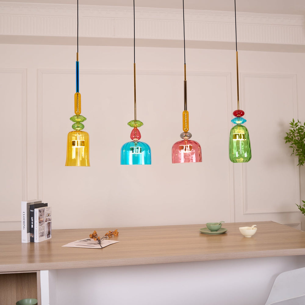 Candy Drop Hand-Blown Glass Pendant – Modular Multi-Color Cluster