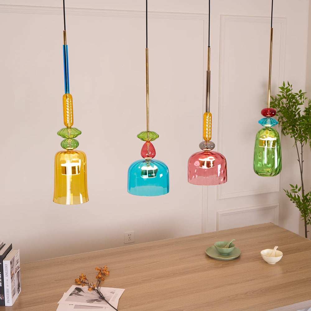 Candy Drop Hand-Blown Glass Pendant – Modular Multi-Color Cluster