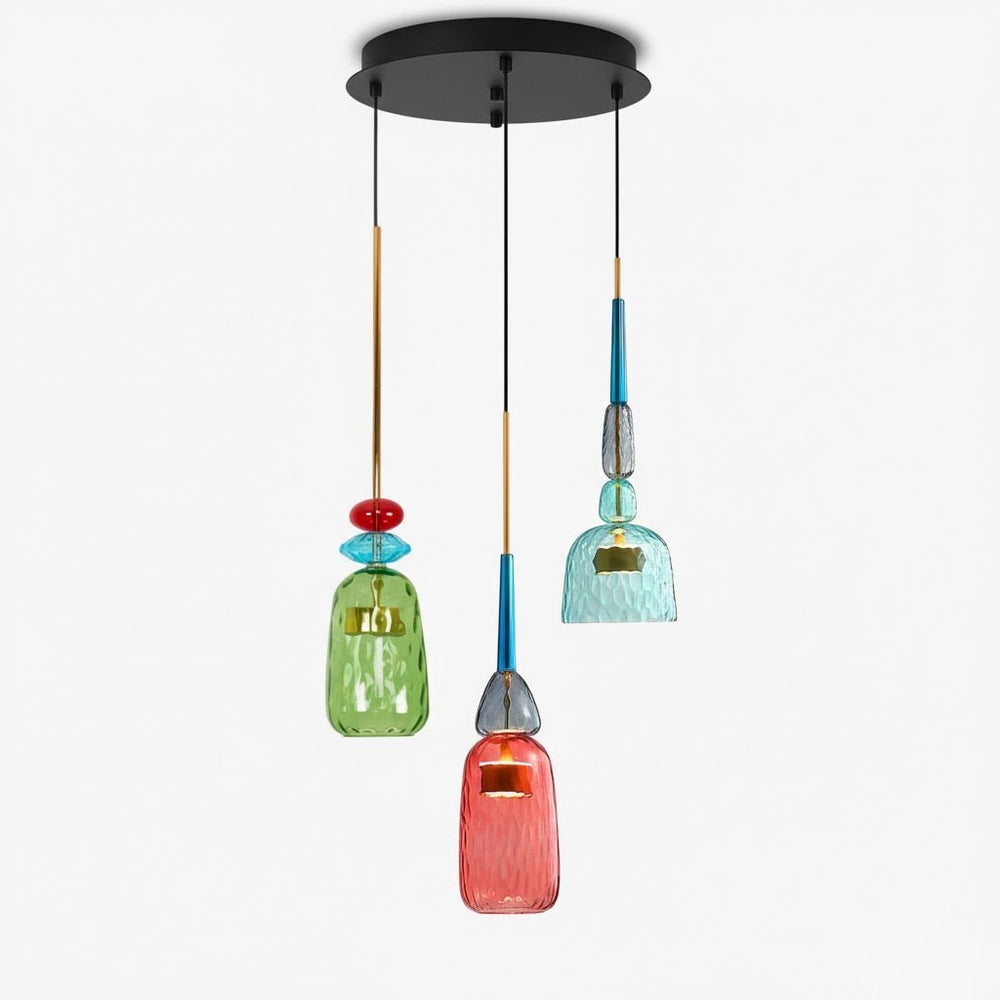 Candy Drop Hand-Blown Glass Pendant – Modular Multi-Color Cluster