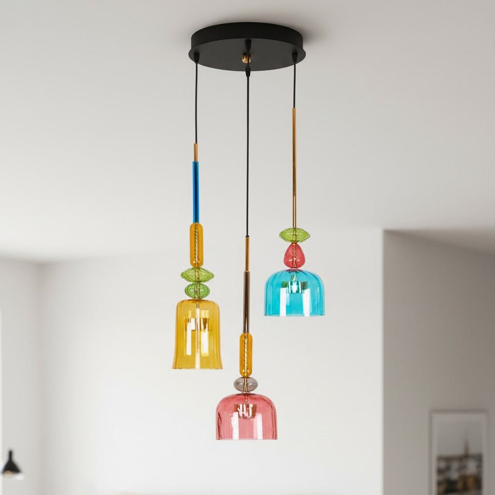 Candy Drop Hand-Blown Glass Pendant – Modular Multi-Color Cluster