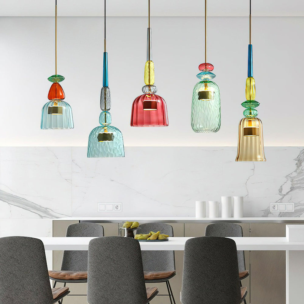 Candy Drop Hand-Blown Glass Pendant – Modular Multi-Color Cluster