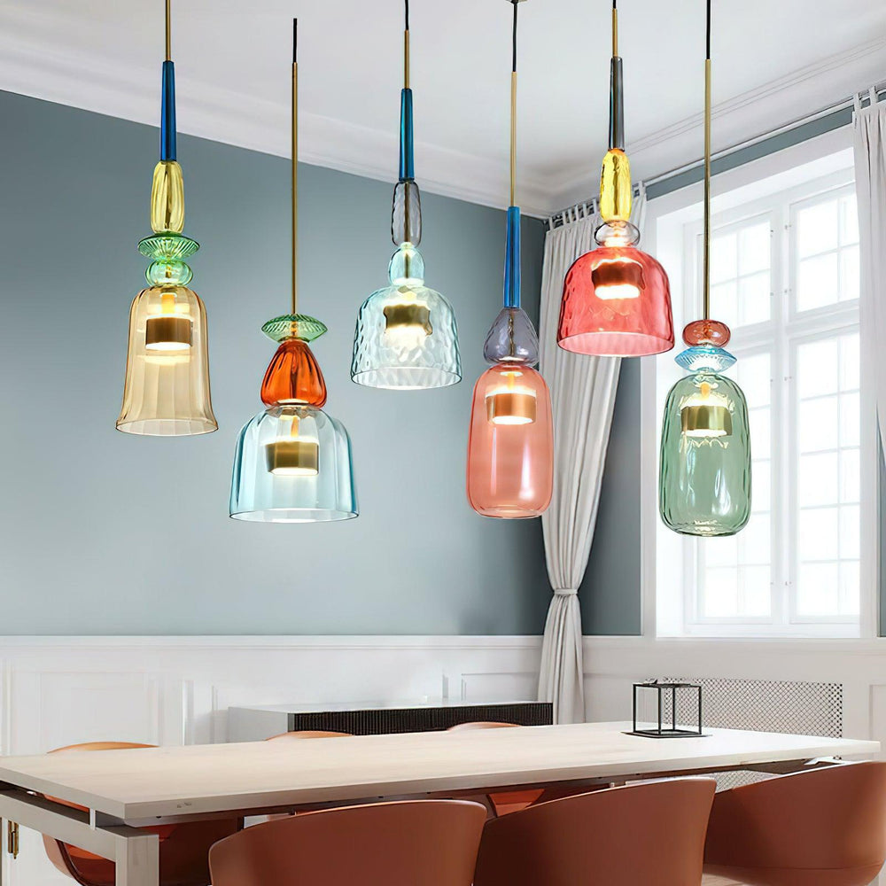 Candy Drop Hand-Blown Glass Pendant – Modular Multi-Color Cluster