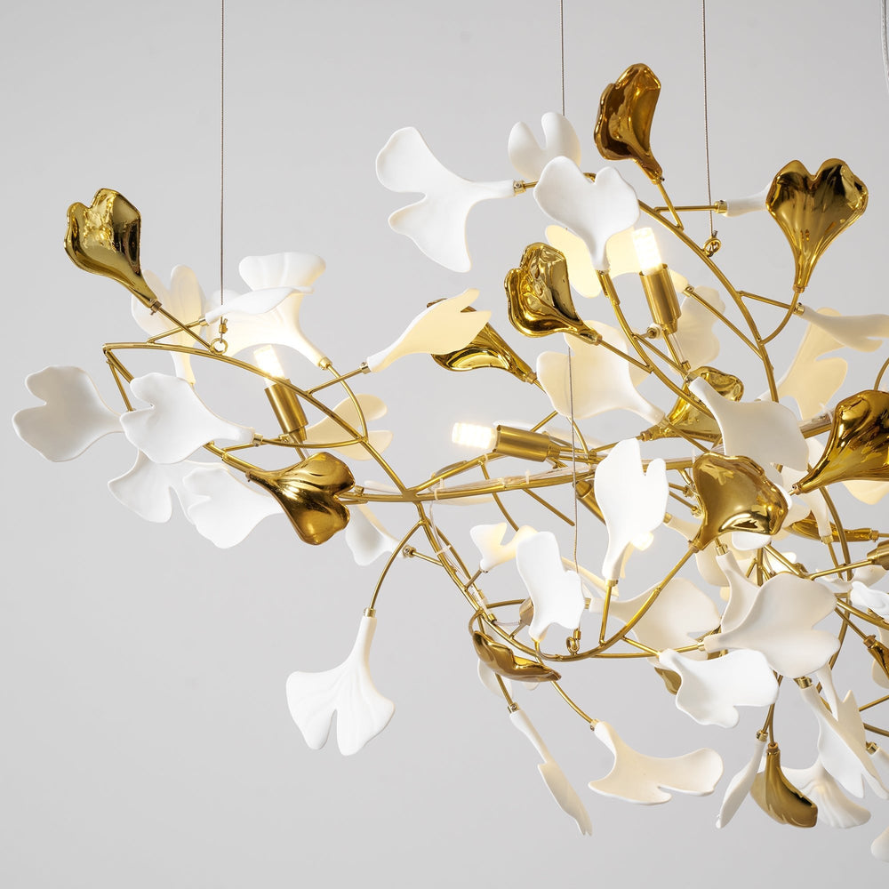 Gingko Leaf Duo Chandelier – Handcrafted Porcelain Statement
