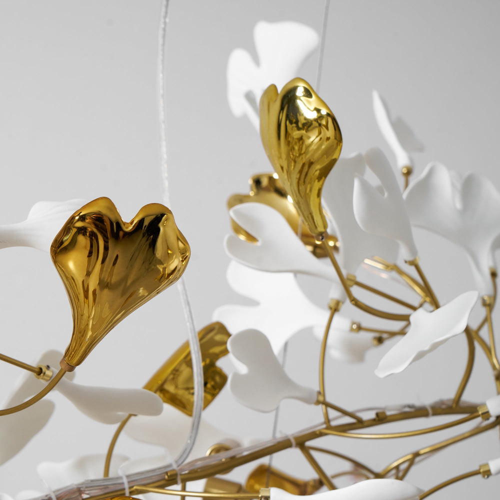 Gingko Leaf Duo Chandelier – Handcrafted Porcelain Statement