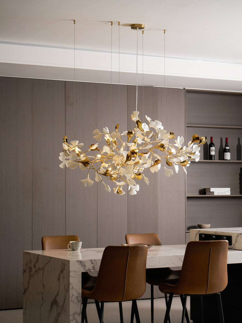 Gingko Leaf Duo Chandelier – Handcrafted Porcelain Statement
