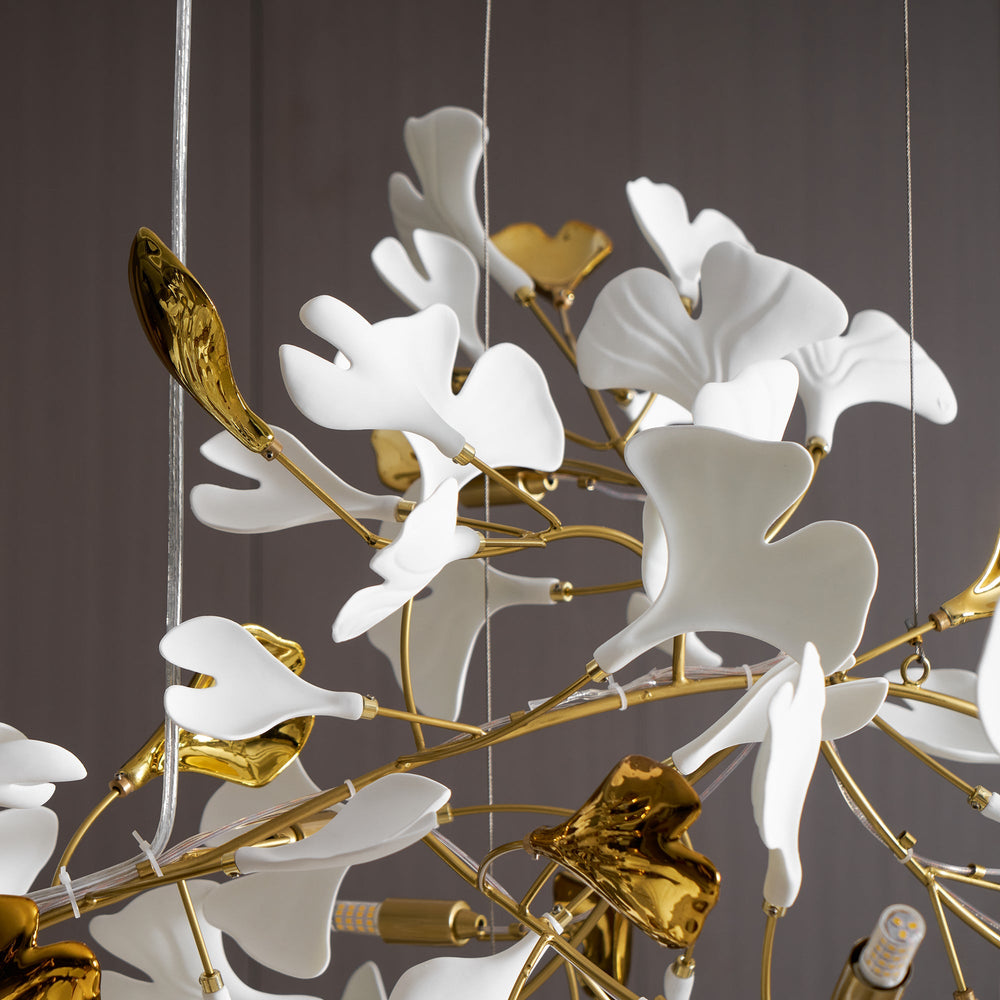 Gingko Leaf Duo Chandelier – Handcrafted Porcelain Statement