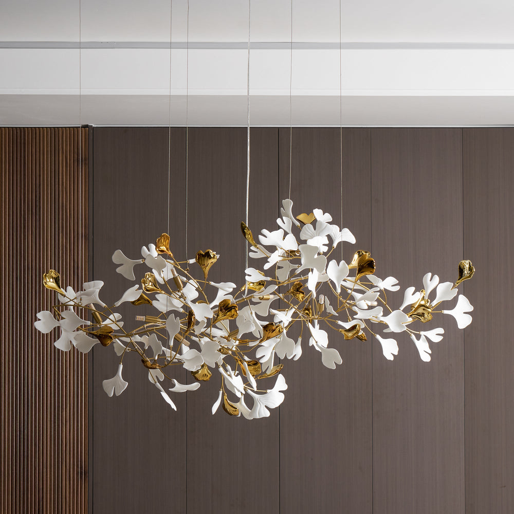 Gingko Leaf Duo Chandelier – Handcrafted Porcelain Statement