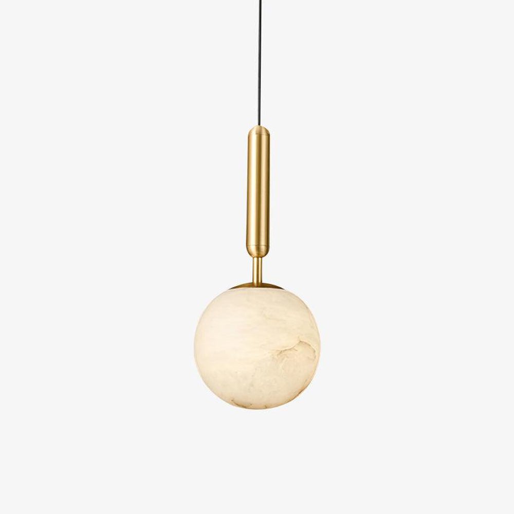 Bosso Alabaster Sculptural Pendant – Brass & Stone