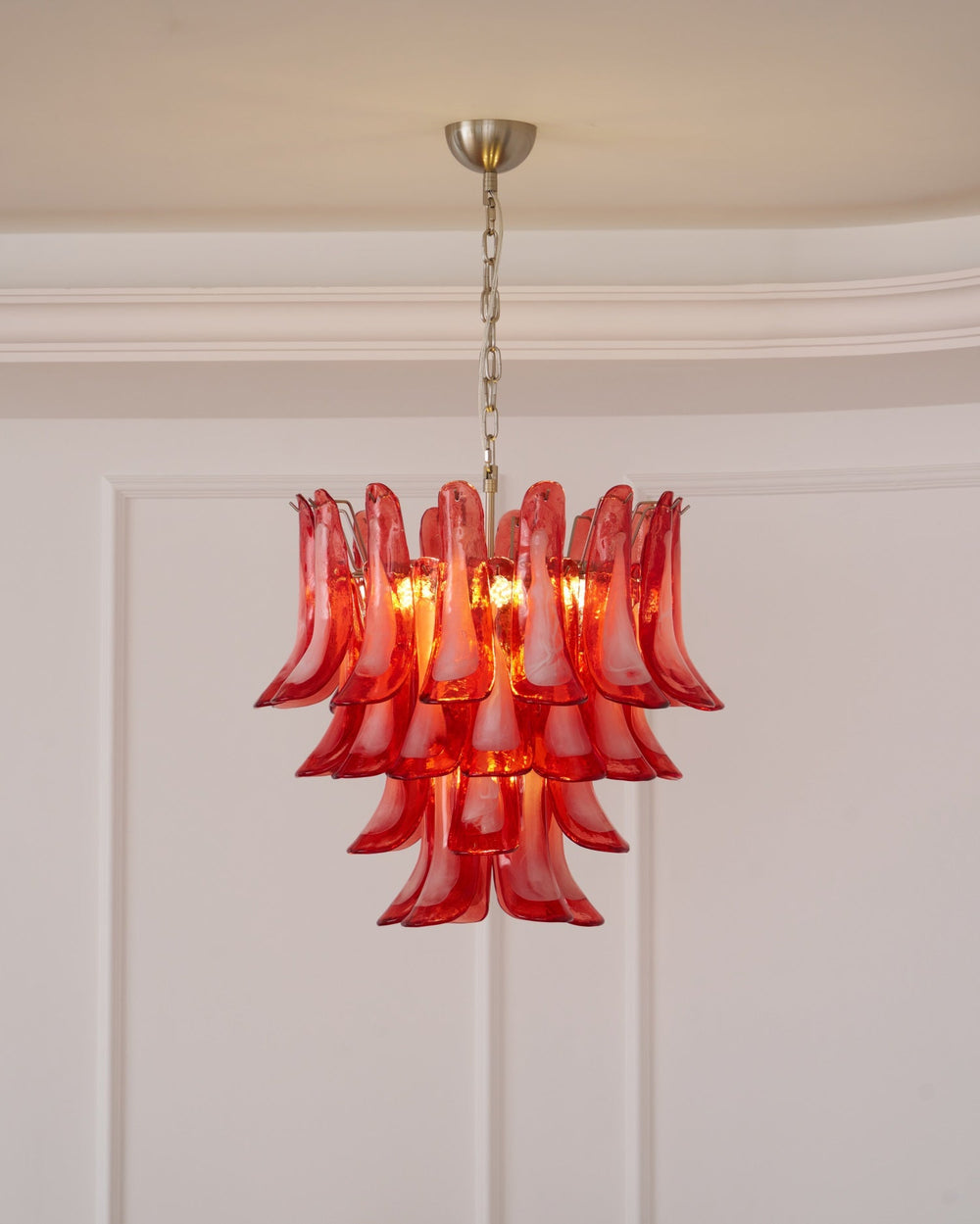 Crimson Glass Petals Chandelier